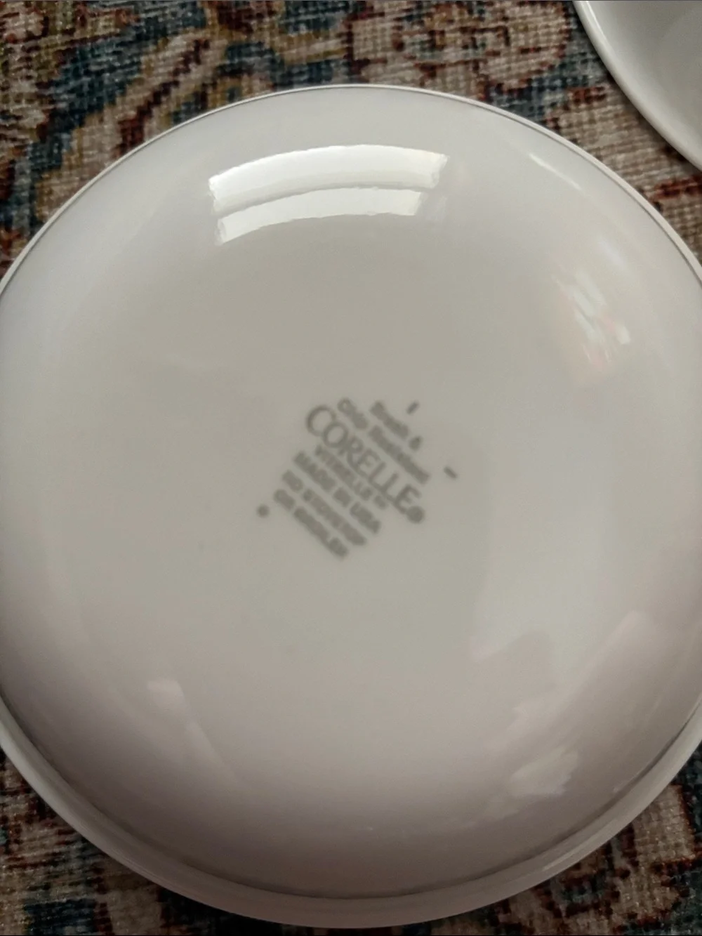 Vintage White Corelle With Green Gray Trim 6” Diameter Bowls